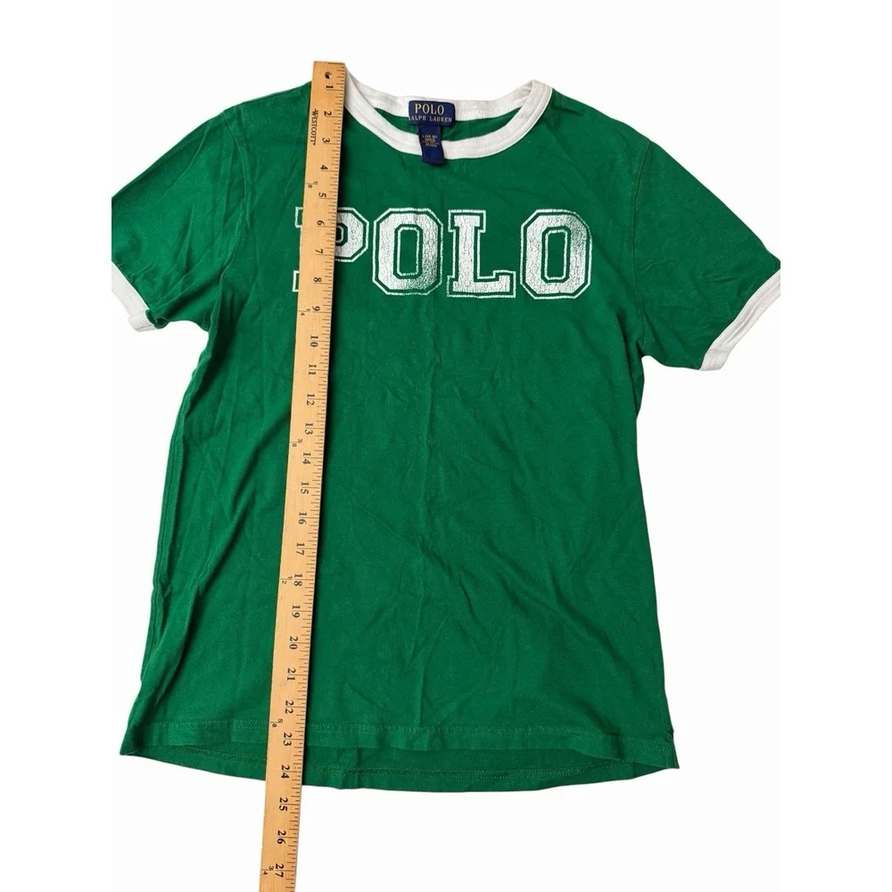 Polo Ralph Lauren Top Kids 14-16 Shirt Green Retro 67 Short Sleeve Logo #EF8-1